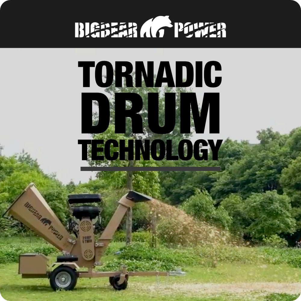 BigBear Power BBC62 Tornadic Wood Chipper 6" 20 HP V-Twin Engine Gas Powered Commercial Self Feeding Electric Start New