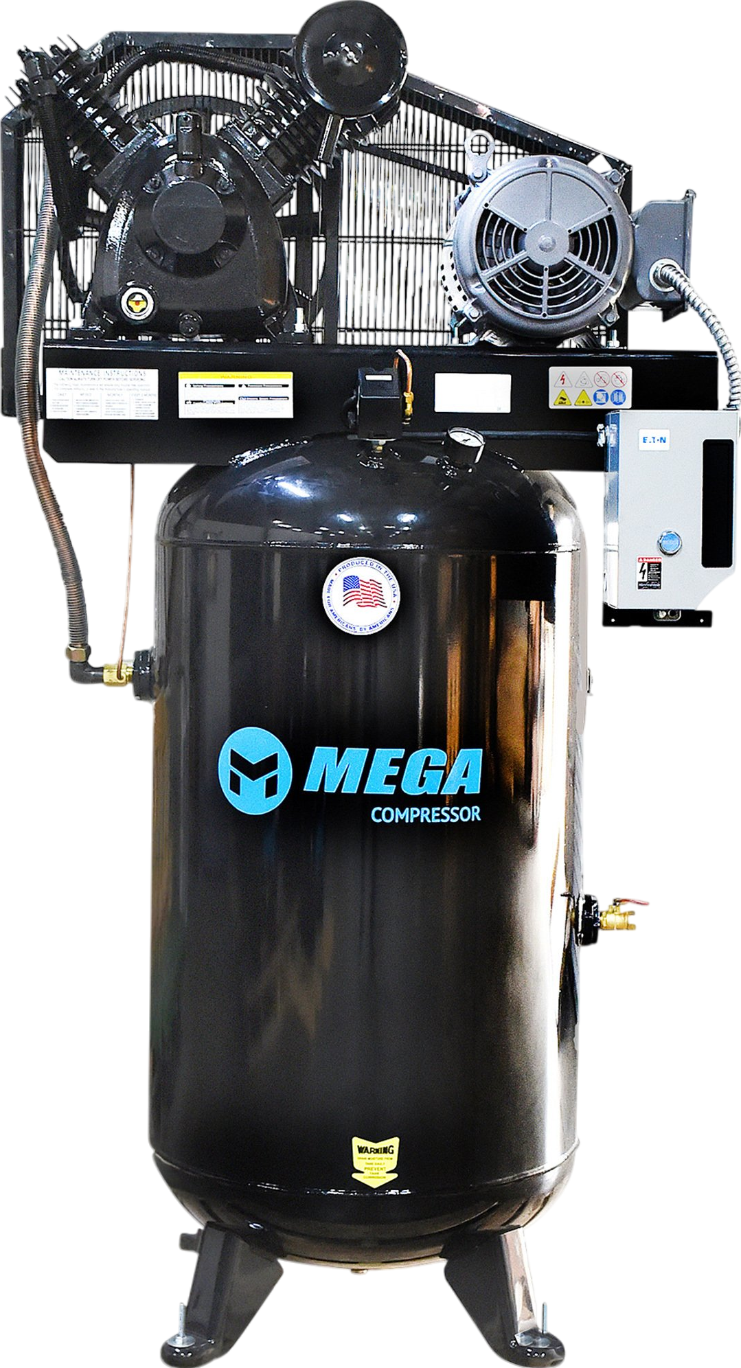 Mega Compressor Industrial Air Compressor Two-Stage 80 Gallon 7.5 HP 175 PSI 460V 3-Phase MP-7580VM3-460BA New
