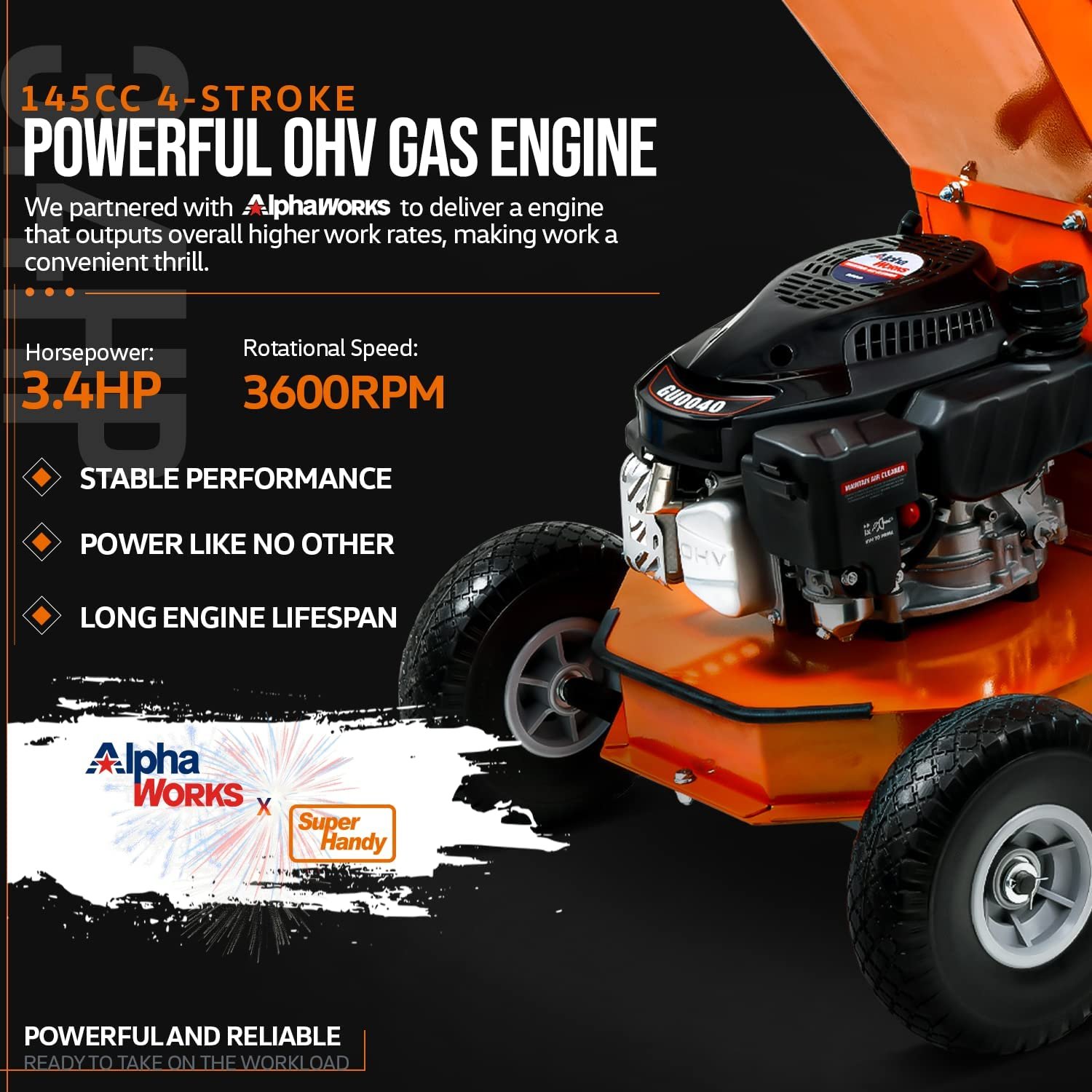 Super Handy GUO083 145CC OHV 3.4 HP 1" Inch Cutting Capacity Leaf Shredder Used