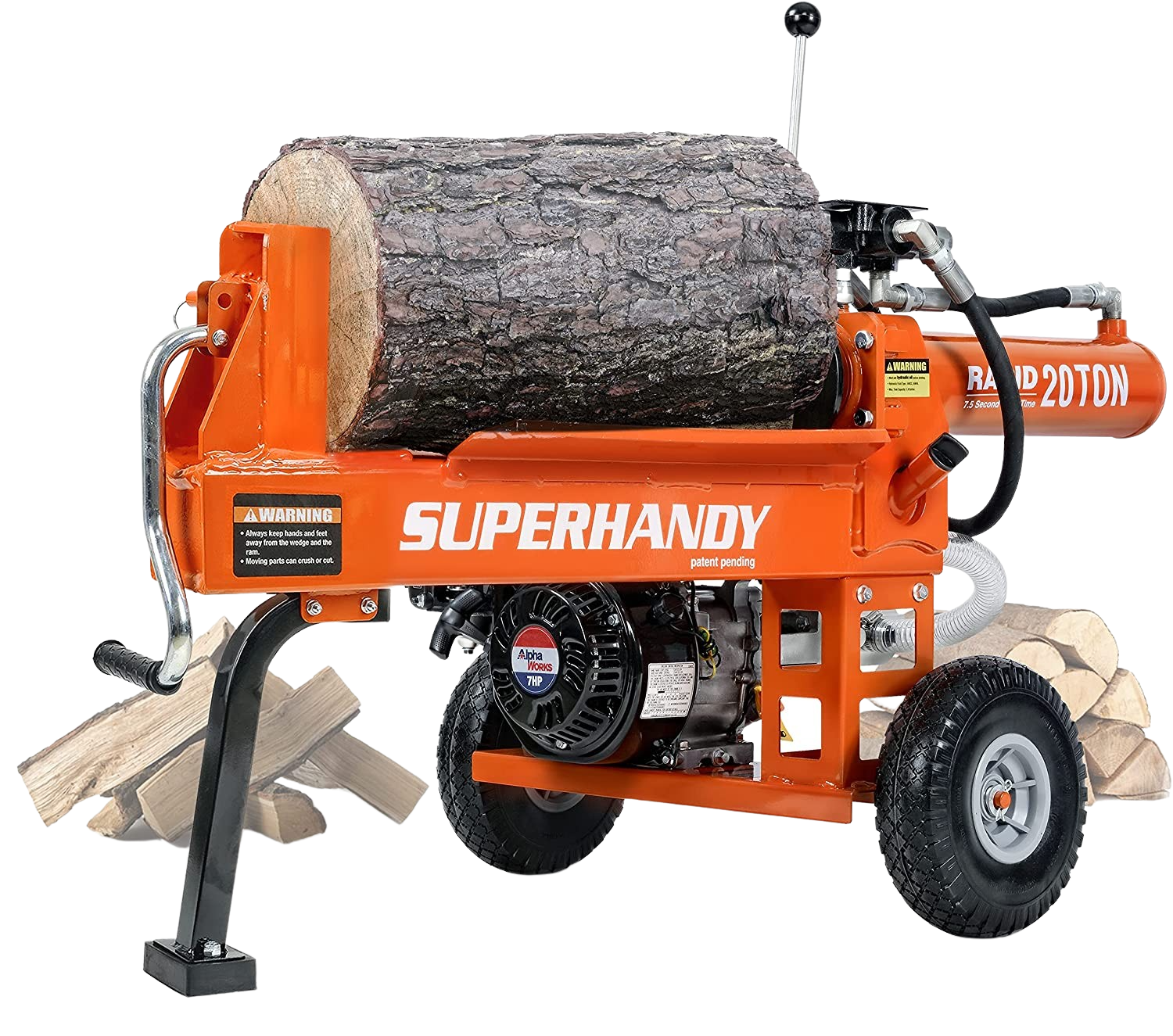 Super Handy GUO077 Portable 20 Ton Gas Powered Log Splitter New