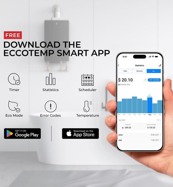 Eccotemp SH22-ING SmartHome Tankless Water Heater Natural Gas 6.8 GPM Indoor Wi-Fi Open Box
