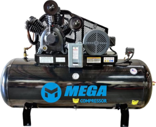 Mega Compressor MP-10120H3-U Air Compressor Two-Stage 120 Gallon 10 HP 200 PSI 3-Phase New